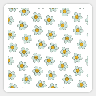 Retro print with smiling chamomiles Sticker